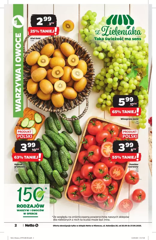 Netto - gazetka promocyjna Niemcz ul. Kolonijna 25. - otwarcie już w CZWARTEK 25.09 od czwartku 25.09 do soboty 27.09 - strona 2