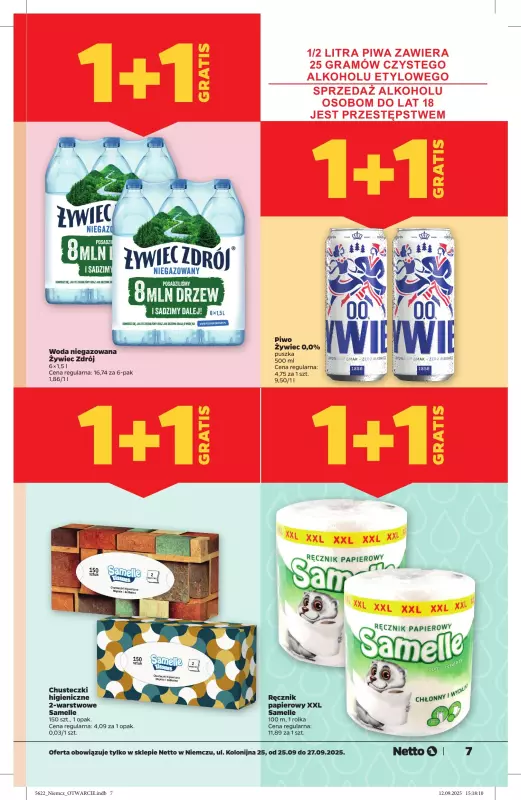 Netto - gazetka promocyjna Niemcz ul. Kolonijna 25. - otwarcie już w CZWARTEK 25.09 od czwartku 25.09 do soboty 27.09 - strona 7