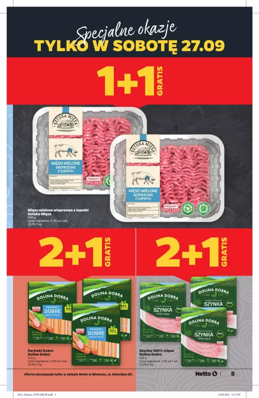Netto - gazetka promocyjna Niemcz ul. Kolonijna 25. - otwarcie już w CZWARTEK 25.09  do soboty 27.09 - strona 5