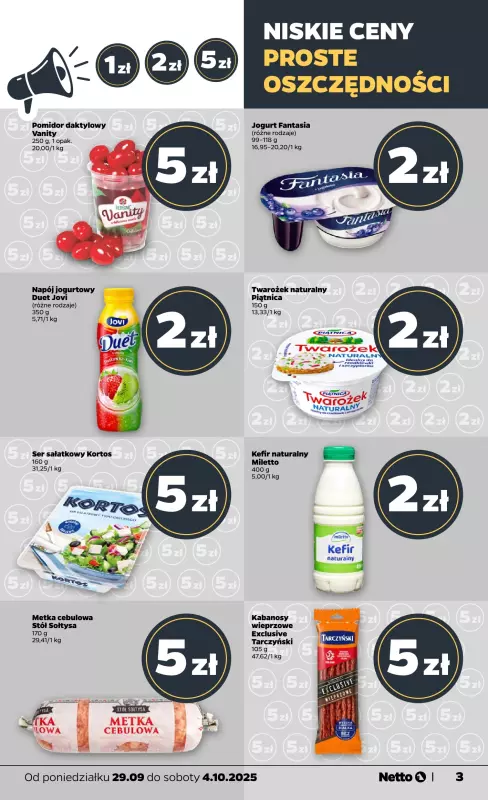 Netto - gazetka promocyjna Gazetka Spożywcza od poniedziałku 29.09 do soboty 04.10 - strona 3