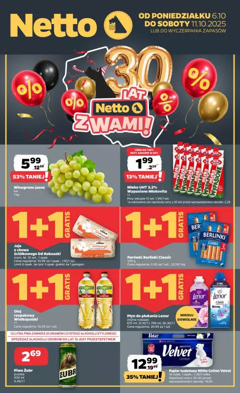Netto - gazetka promocyjna Gazetka Spożywcza od poniedziałku 06.10 do soboty 11.10
