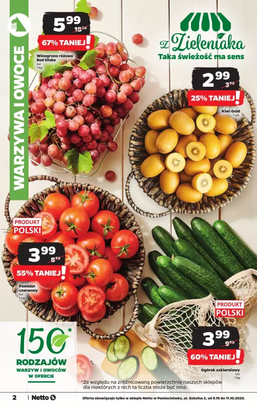 Netto - gazetka promocyjna Pomiechówek, ul. Szkolna 2 - Wielkie otwarcie już w CZWARTEK 9.10! od czwartku 09.10 do soboty 11.10 - strona 2