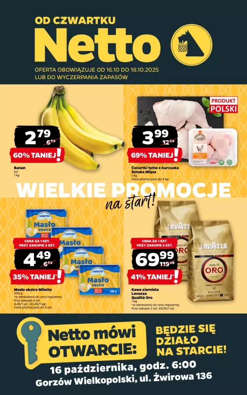 Netto - gazetka promocyjna Gorzów Wielkopolski - Wielkie otwarcie już w czwartek 16.10  