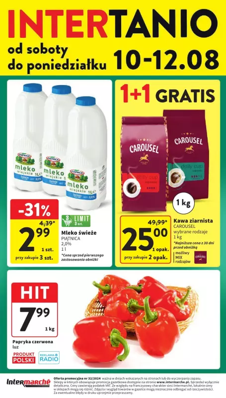 Intermarche - gazetka promocyjna Intertanio od soboty 10.08 do poniedziałku 12.08