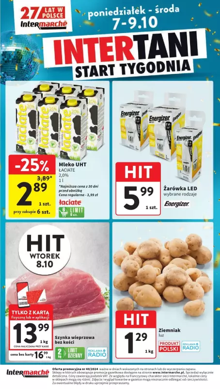 Intermarche - gazetka promocyjna Intertani start tygodnia od poniedziałku 07.10 do środy 09.10