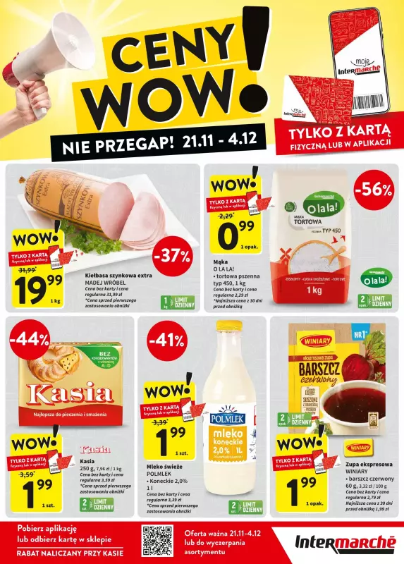 Intermarche - gazetka promocyjna Ceny WoW od czwartku 21.11 do środy 04.12