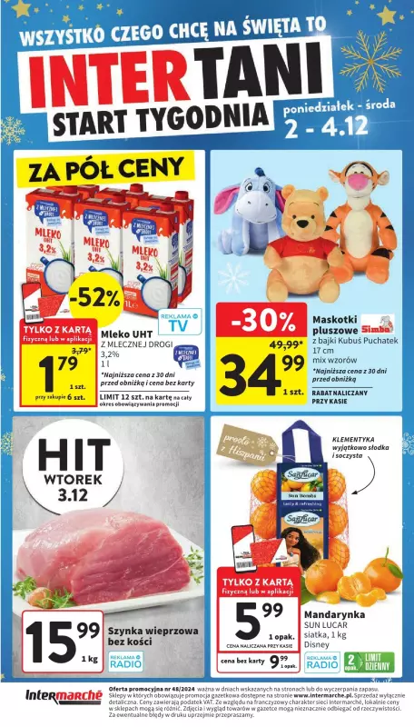 Intermarche - gazetka promocyjna Intertani start tygodnia od poniedziałku 02.12 do środy 04.12