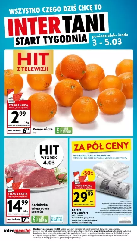 Intermarche - gazetka promocyjna Intertani start tygodnia od poniedziałku 03.03 do środy 05.03