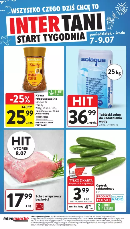 Intermarche - gazetka promocyjna Intertani start tygodnia od poniedziałku 07.07 do środy 09.07