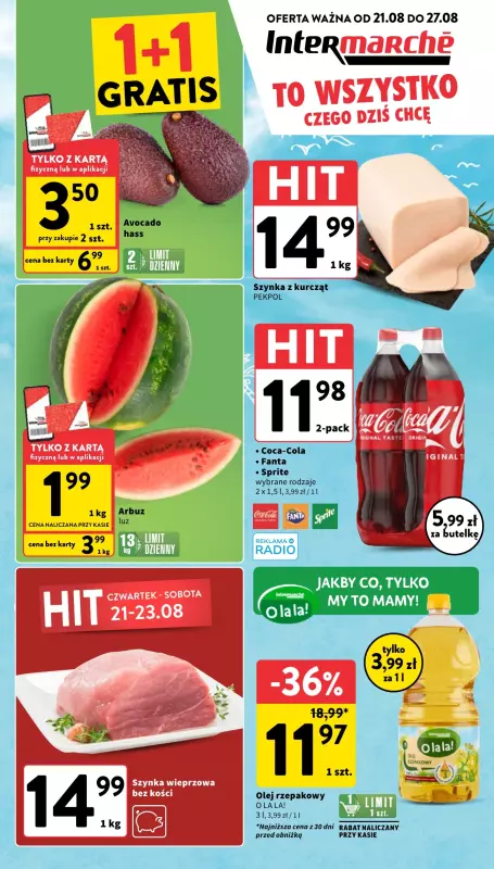 Intermarche - gazetka promocyjna Gazetka od czwartku 21.08 do środy 27.08