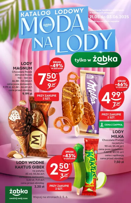 Żabka - gazetka promocyjna Katalog lodowy od środy 21.05 do wtorku 03.06