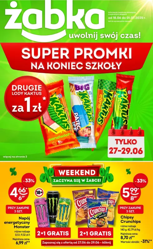 Żabka - gazetka promocyjna Gazetka od środy 18.06 do wtorku 01.07