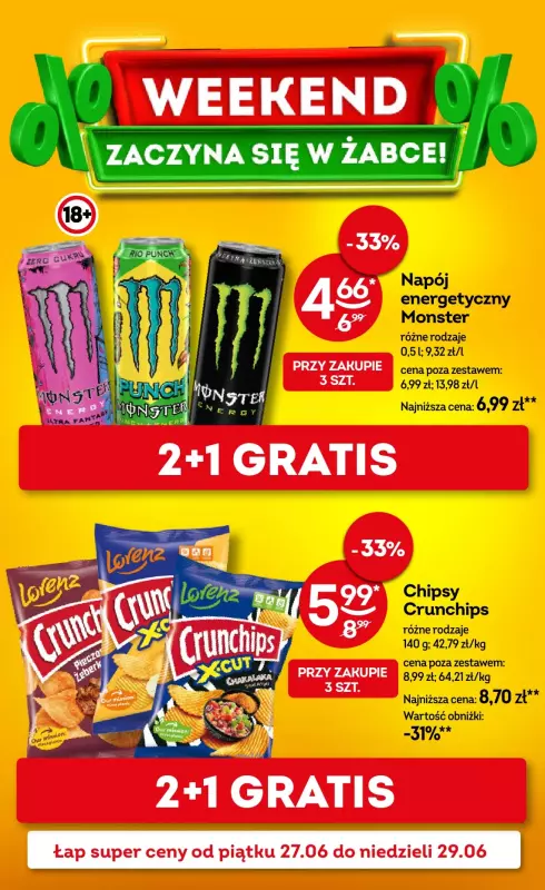 Żabka - gazetka promocyjna Gazetka weekendowa od piątku 27.06 do niedzieli 29.06