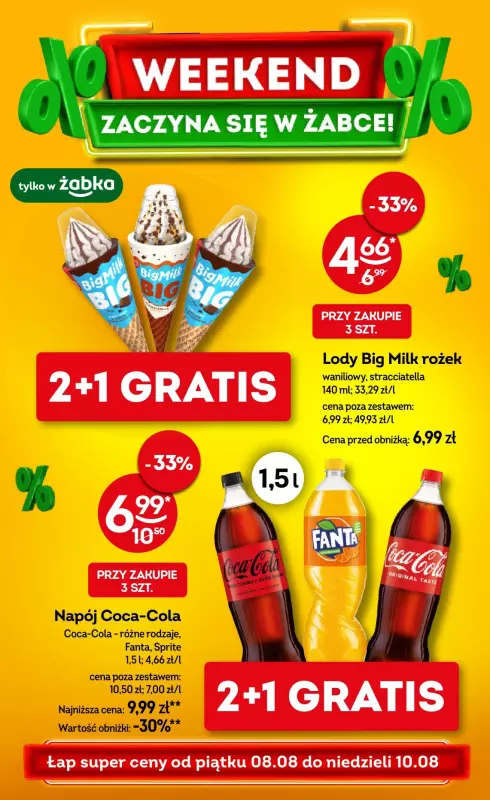 Żabka - gazetka promocyjna Gazetka weekendowa  do niedzieli 10.08