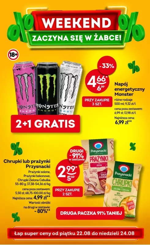 Żabka - gazetka promocyjna Gazetka weekendowa od piątku 22.08 do niedzieli 24.08
