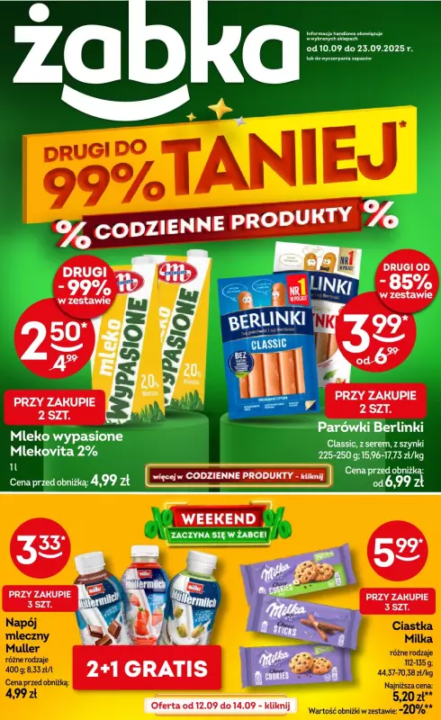 Żabka - gazetka promocyjna Gazetka od środy 10.09 do wtorku 23.09