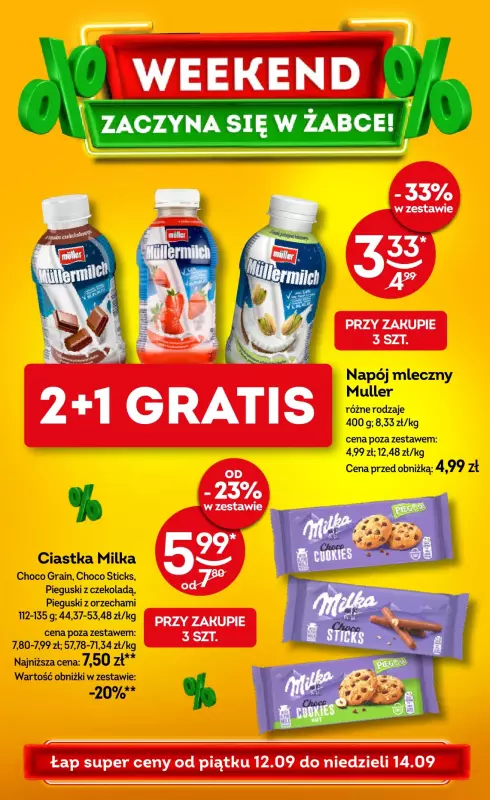 Żabka - gazetka promocyjna Gazetka weekendowa od piątku 12.09 do niedzieli 14.09