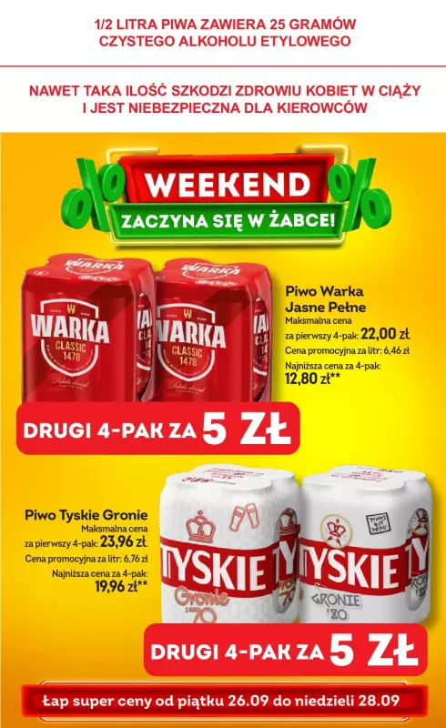 Żabka - gazetka promocyjna Gazetka weekendowa od piątku 26.09 do niedzieli 28.09