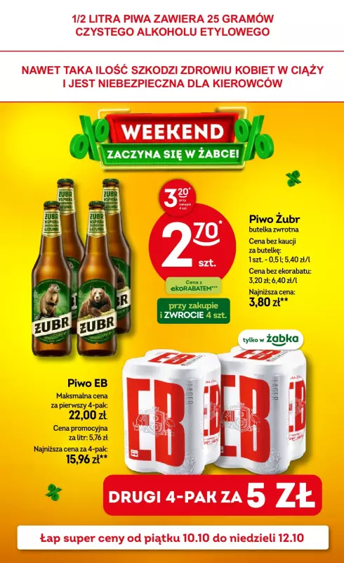 Żabka - gazetka promocyjna Gazetka weekendowa od piątku 10.10 do niedzieli 12.10