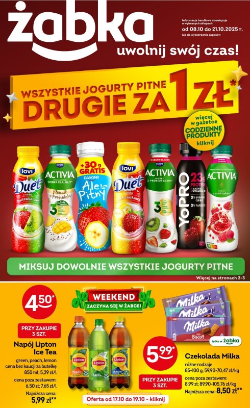 Żabka - gazetka promocyjna Gazetka od środy 08.10 do wtorku 21.10