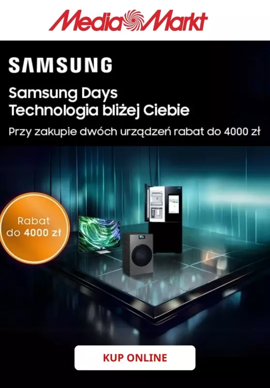 Media Markt - gazetka promocyjna Do -4000 zł na produkty Samsung od poniedziałku 16.06 do środy 18.06