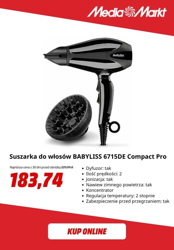 Media Markt - gazetka promocyjna -20% na suszarki Babyliss od wtorku 24.06 do poniedziałku 30.06 - strona 8