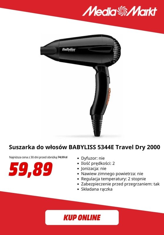 Media Markt - gazetka promocyjna -20% na suszarki Babyliss od wtorku 24.06 do poniedziałku 30.06 - strona 3