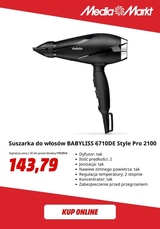 Media Markt - gazetka promocyjna -20% na suszarki Babyliss od wtorku 24.06 do poniedziałku 30.06 - strona 7