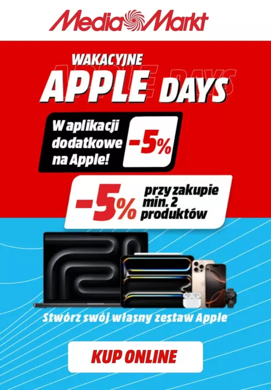 Media Markt - gazetka promocyjna Extra -5% na produkty Apple! od czwartku 26.06 do poniedziałku 30.06
