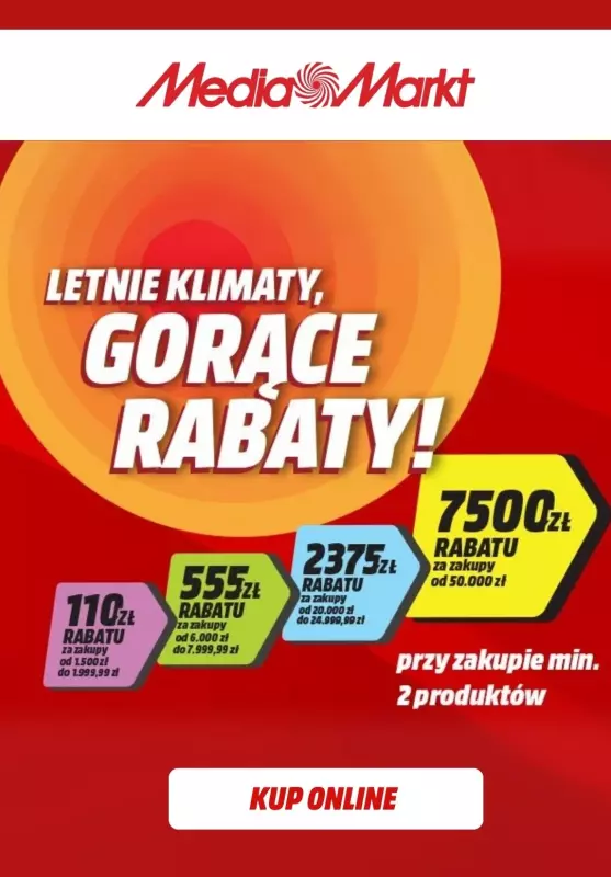 Media Markt - gazetka promocyjna WIELKIE Rabatowanie  do -7500 zł od wtorku 08.07 do poniedziałku 21.07