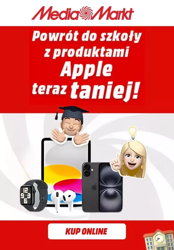 Media Markt - gazetka promocyjna Produkty Apple na powrót do szkoły w super cenach! od środy 27.08 do poniedziałku 01.09