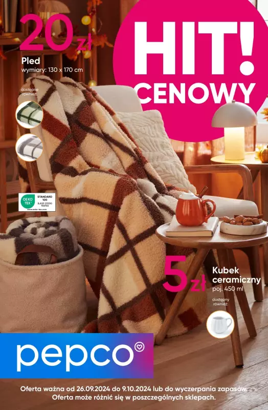 Pepco - gazetka promocyjna Gazetka Przytulna jesień od czwartku 26.09 do środy 09.10