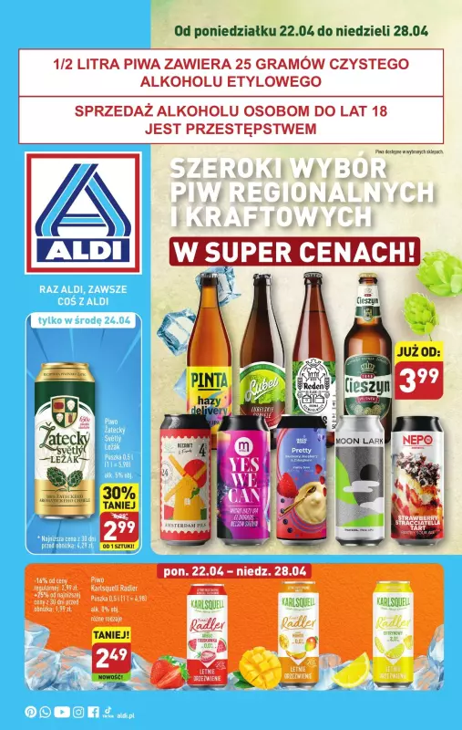Aldi - gazetka promocyjna Szeroki wybór w super cenach! od poniedziałku 22.04 do niedzieli 28.04