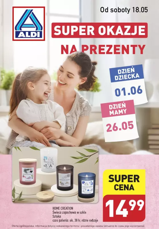 Aldi - gazetka promocyjna SUPER okazje na Dzień Mamy i Dzień Dziecka od soboty 18.05 