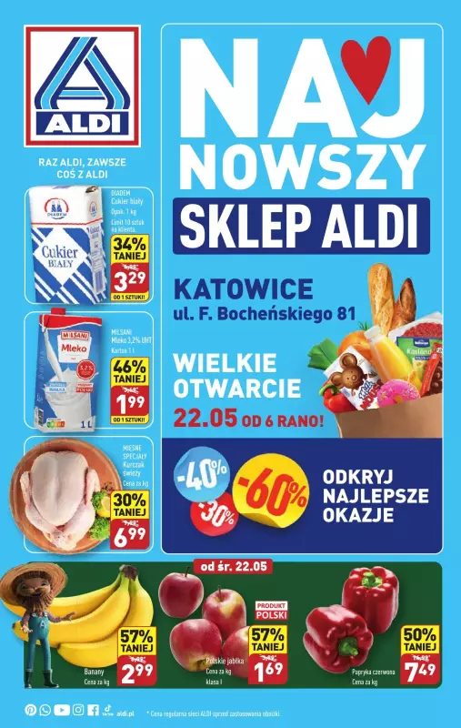Aldi - gazetka promocyjna Katowice: WIELKIE OTWARCIE już w środę 22.05! od środy 22.05 do soboty 25.05