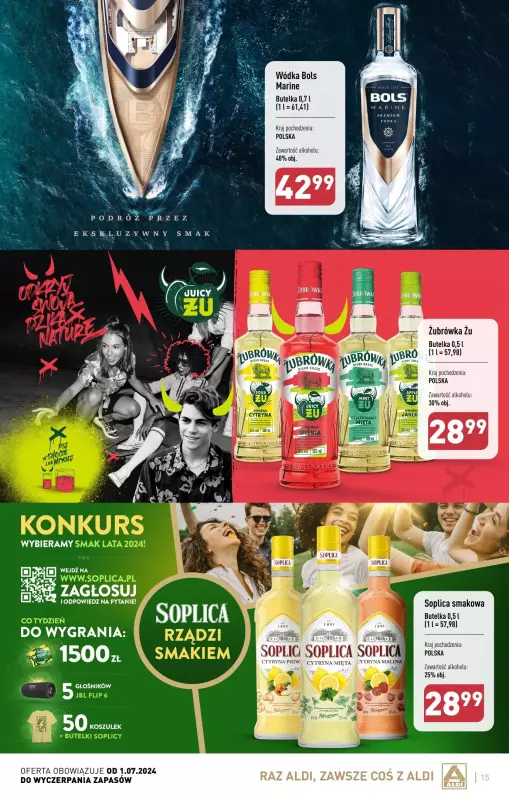 Aldi - gazetka promocyjna Gazetka alkoholowa od poniedziałku 01.07 do soboty 03.08 - strona 15