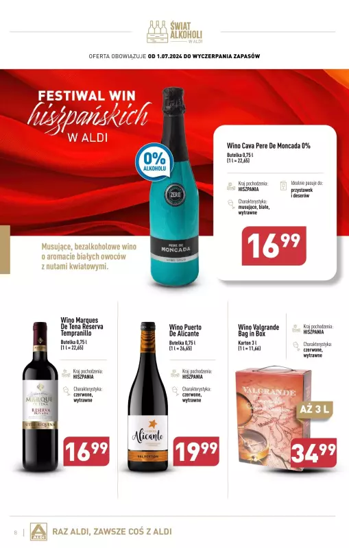 Aldi - gazetka promocyjna Gazetka alkoholowa od poniedziałku 01.07 do soboty 03.08 - strona 8