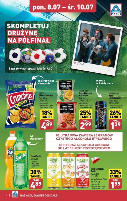 Aldi - gazetka promocyjna Skompletuj drużynę na półfinał! od poniedziałku 08.07 do środy 10.07