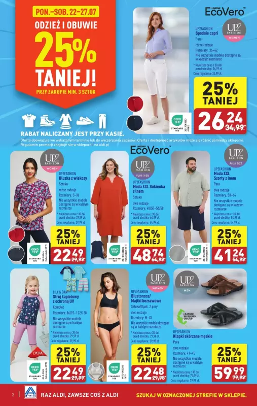 Aldi - gazetka promocyjna Odzież i obuwie 25% TANIEJ! od poniedziałku 22.07 do soboty 27.07 - strona 2