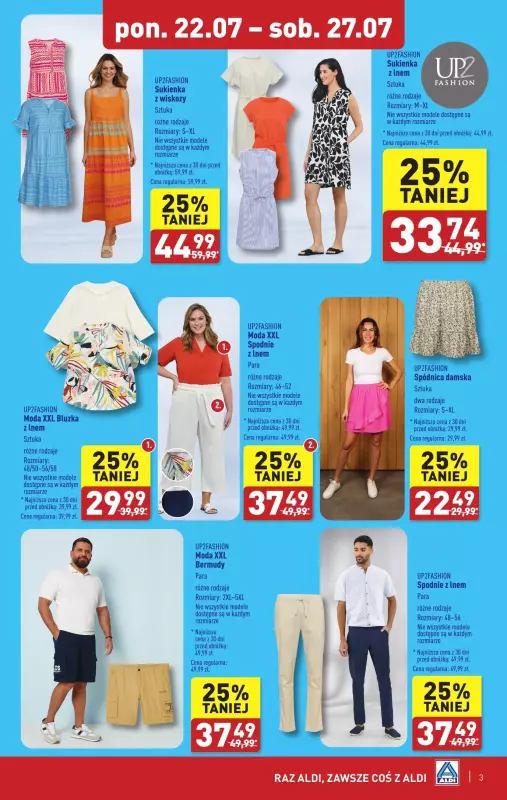 Aldi - gazetka promocyjna Odzież i obuwie 25% TANIEJ! od poniedziałku 22.07 do soboty 27.07 - strona 3