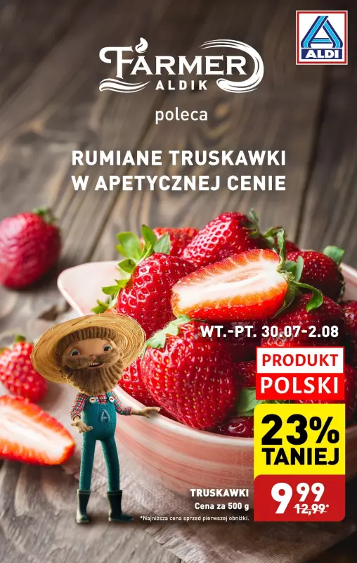 Aldi - gazetka promocyjna Truskawki 23% taniej od czwartku 01.08 do piątku 02.08