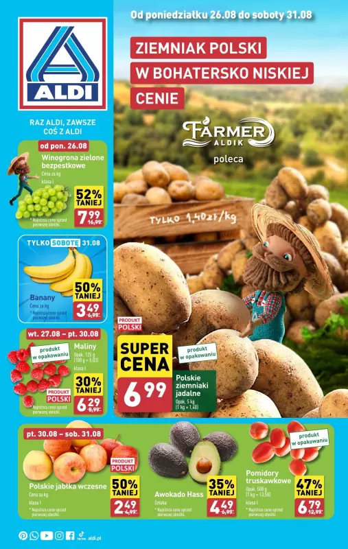 Aldi - gazetka promocyjna Farmer Aldik poleca! od poniedziałku 26.08 do soboty 31.08