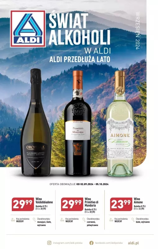 Aldi - gazetka promocyjna Gazetka alkoholowa od poniedziałku 02.09 do soboty 05.10