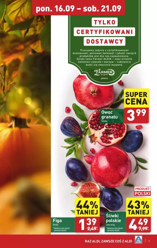 Aldi - gazetka promocyjna Farmer Aldik poleca! od poniedziałku 16.09 do soboty 21.09 - strona 5