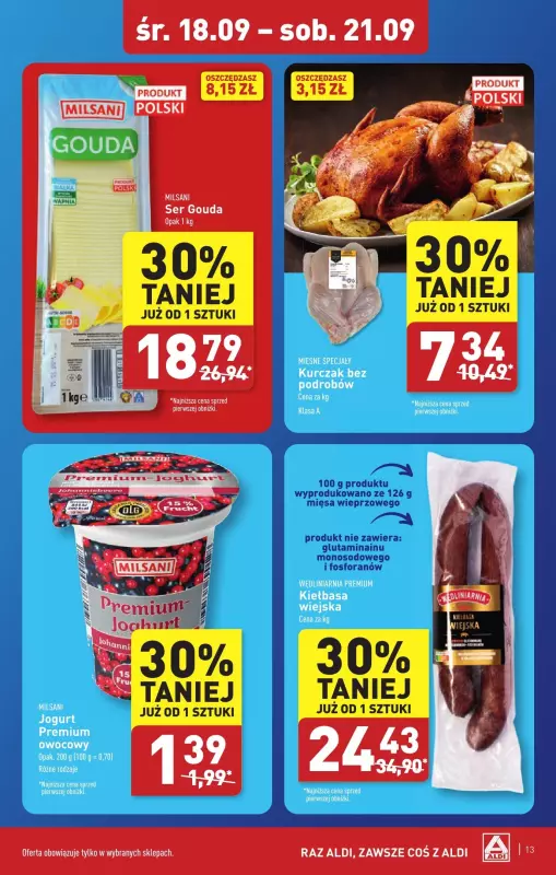 Aldi - gazetka promocyjna Krosno Odrzańskie: WIELKIE OTWARCIE już w środę : 18.09! od środy 18.09 do soboty 21.09 - strona 13