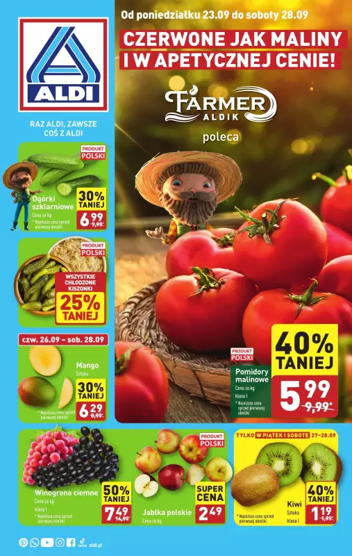 Aldi - gazetka promocyjna Farmer Aldik poleca! od poniedziałku 23.09 do soboty 28.09