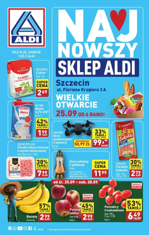 Aldi - gazetka promocyjna Szczecin : WIELKIE OTWARCIE już w środę : 25.09! od środy 25.09 do soboty 28.09