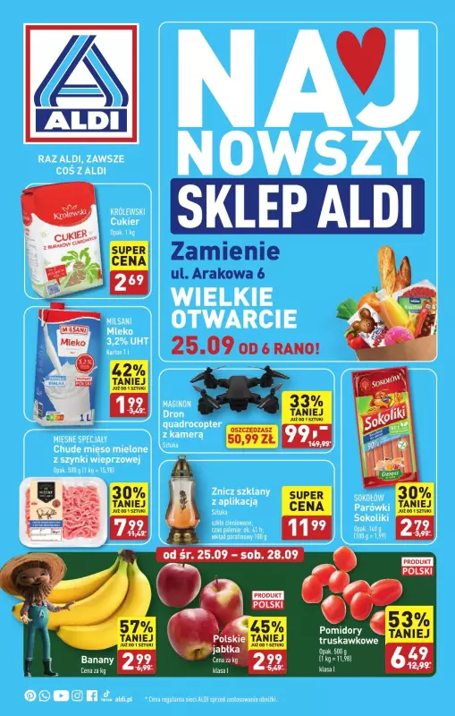 Aldi - gazetka promocyjna Zamienie : WIELKIE OTWARCIE już w środę : 25.09! od środy 25.09 do soboty 28.09