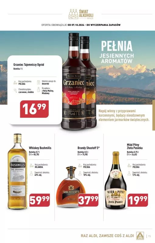 Aldi - gazetka promocyjna Gazetka alkoholowa od poniedziałku 07.10 do soboty 02.11 - strona 15