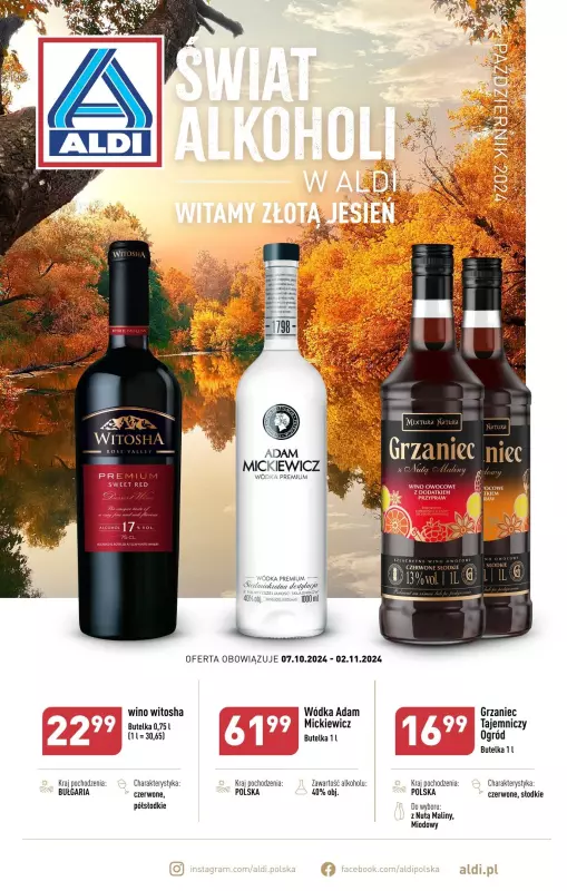 Aldi - gazetka promocyjna Gazetka alkoholowa od poniedziałku 07.10 do soboty 02.11